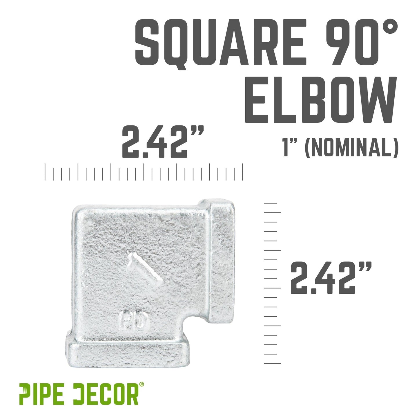 1 in. Galvanized Square 90 Degree Elbow PIPE DECOR