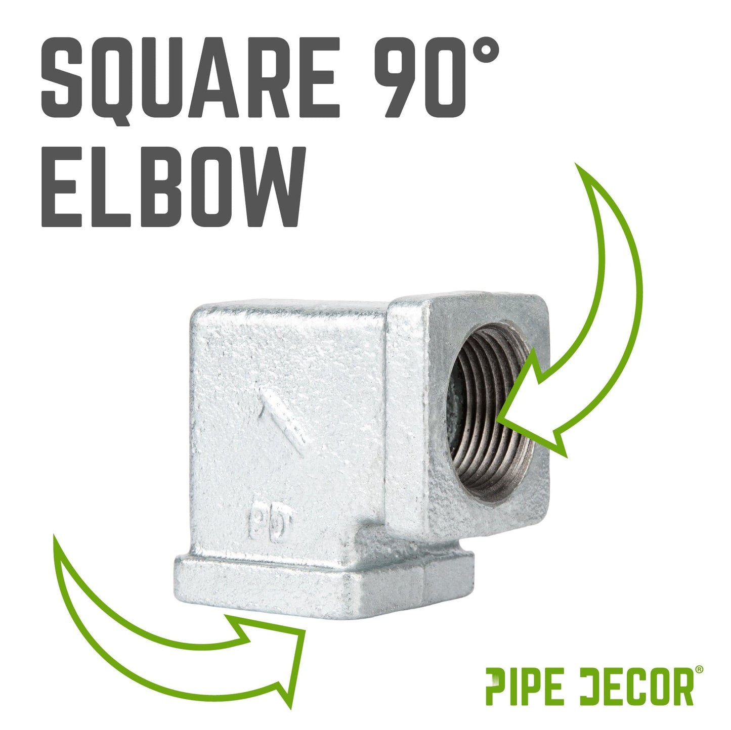 1 in. Galvanized Square 90 Degree Elbow PIPE DECOR