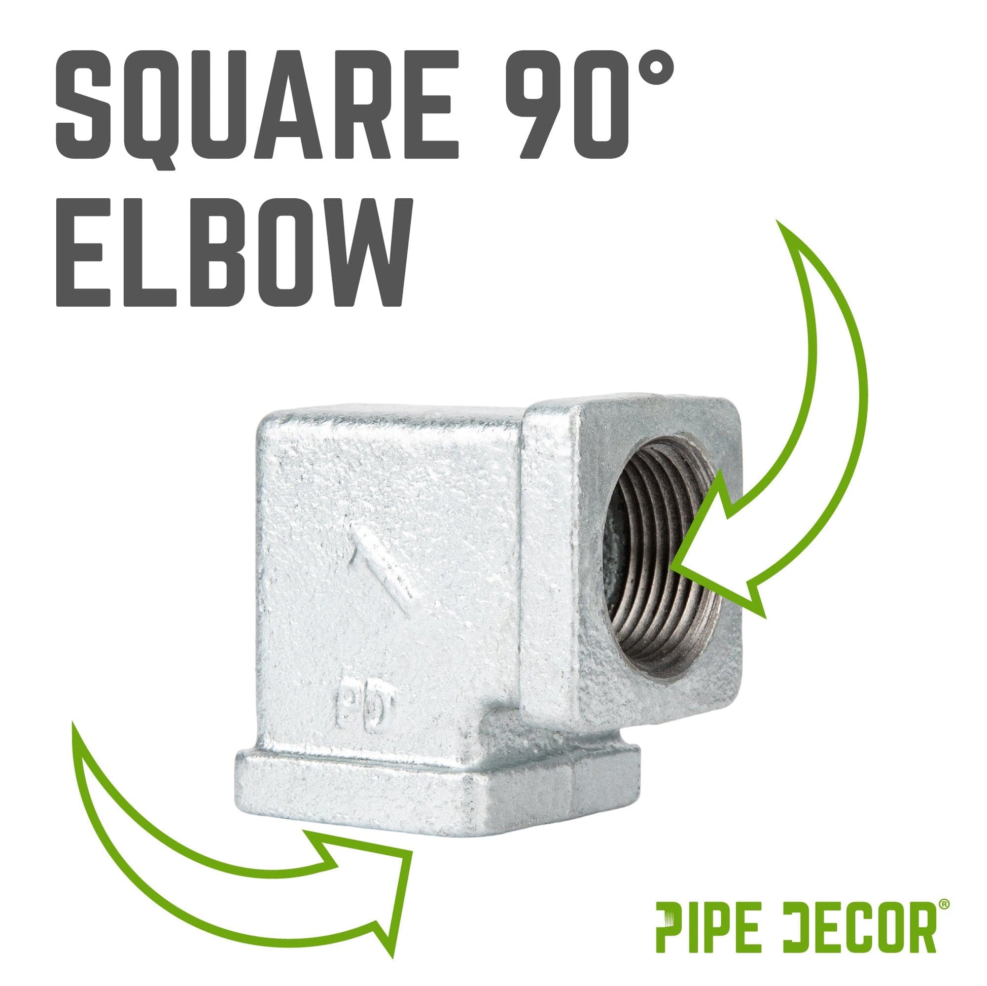 1 in. Galvanized Square 90 Degree Elbow PIPE DECOR
