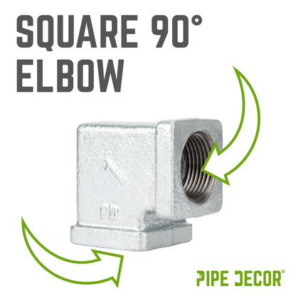 1 in. Galvanized Square 90 Degree Elbow PIPE DECOR