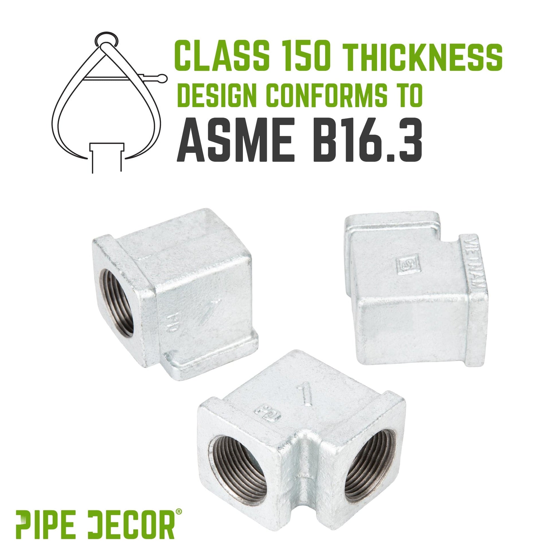 1 in. Galvanized Square 90 Degree Elbow PIPE DECOR
