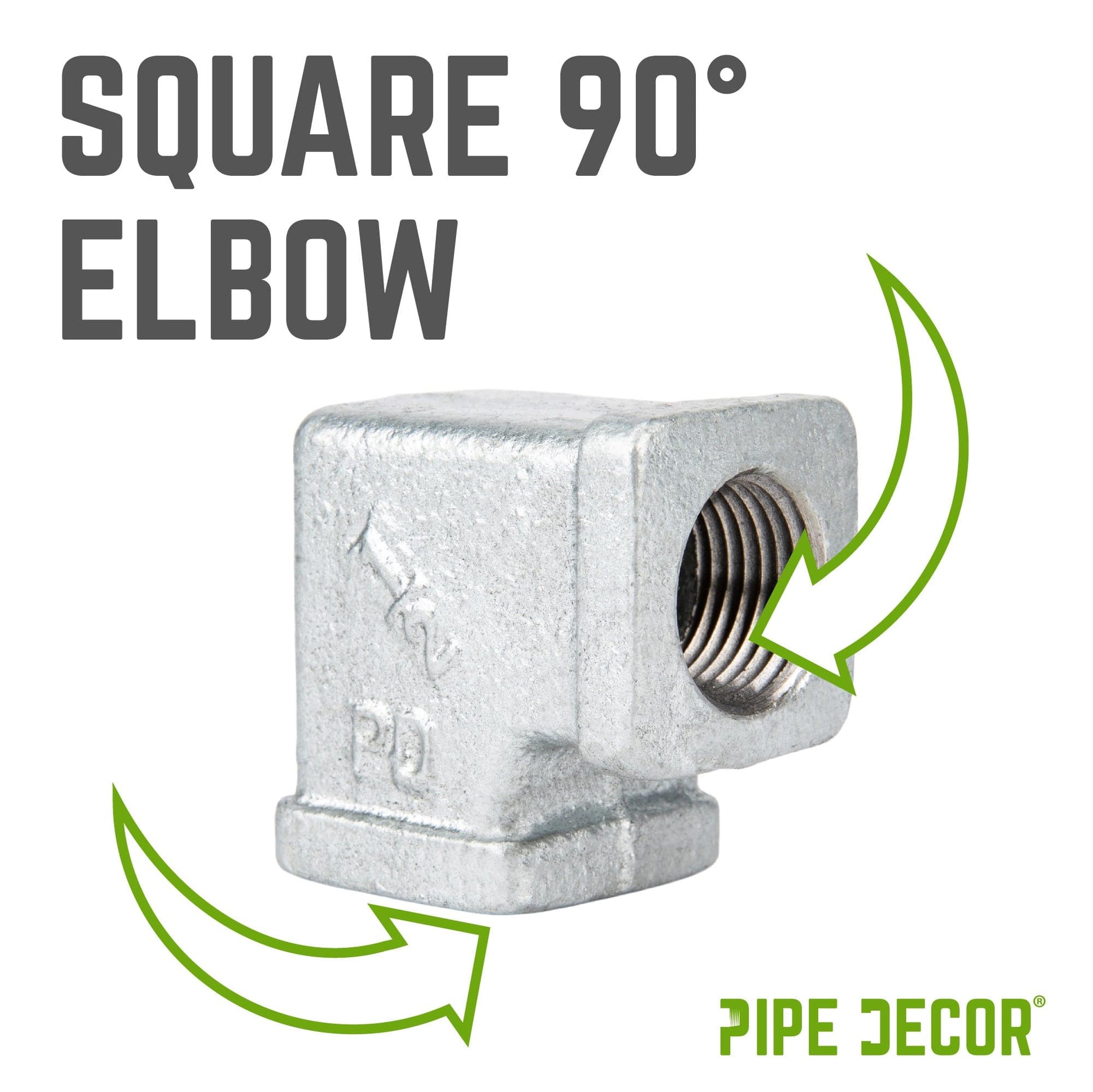 1/2 in. Galvanized Square 90 Degree Elbow PIPE DECOR