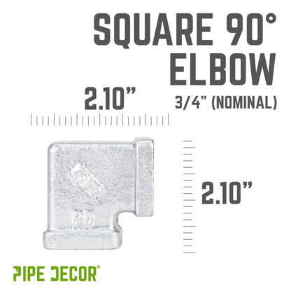 3/4 in. Galvanized Square 90 Degree Elbow PIPE DECOR