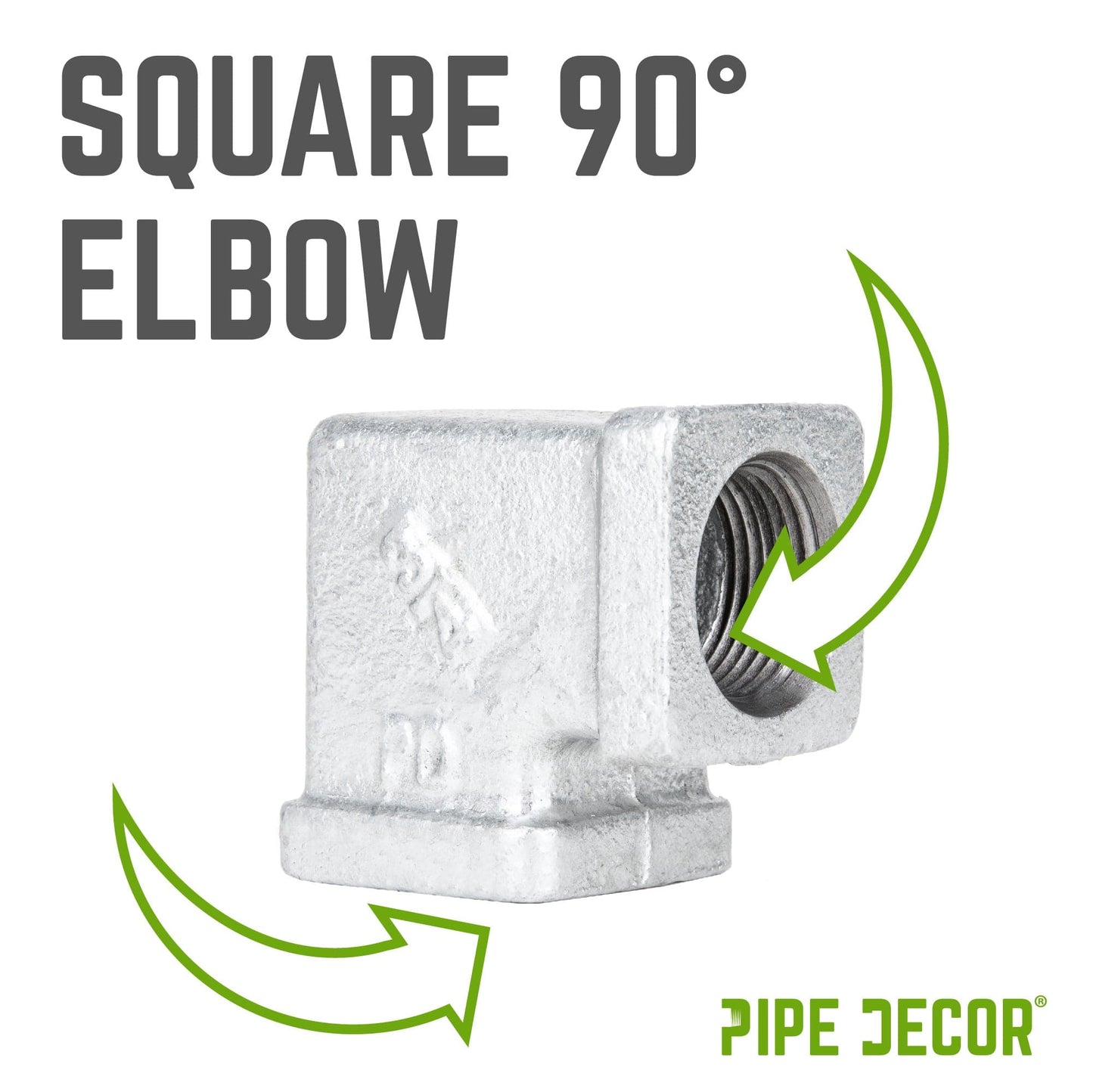 3/4 in. Galvanized Square 90 Degree Elbow PIPE DECOR