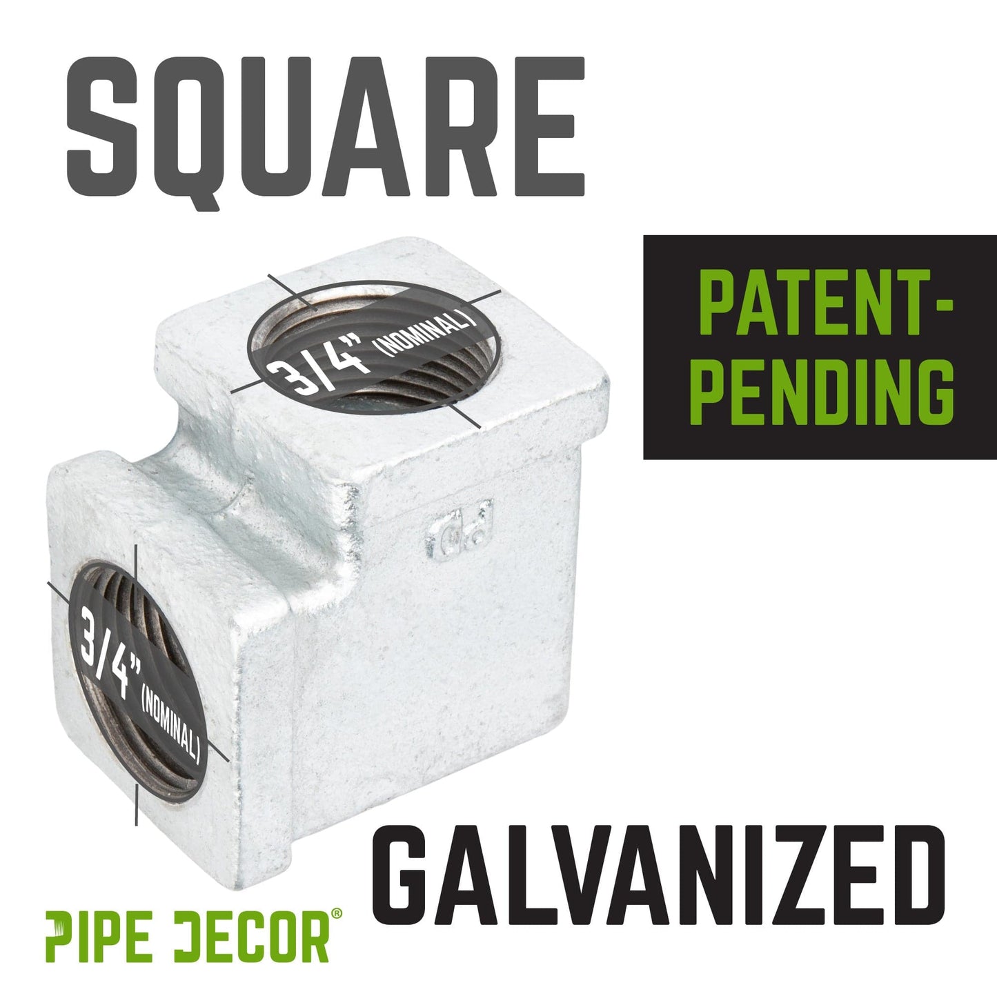 3/4 in. Galvanized Square 90 Degree Elbow PIPE DECOR