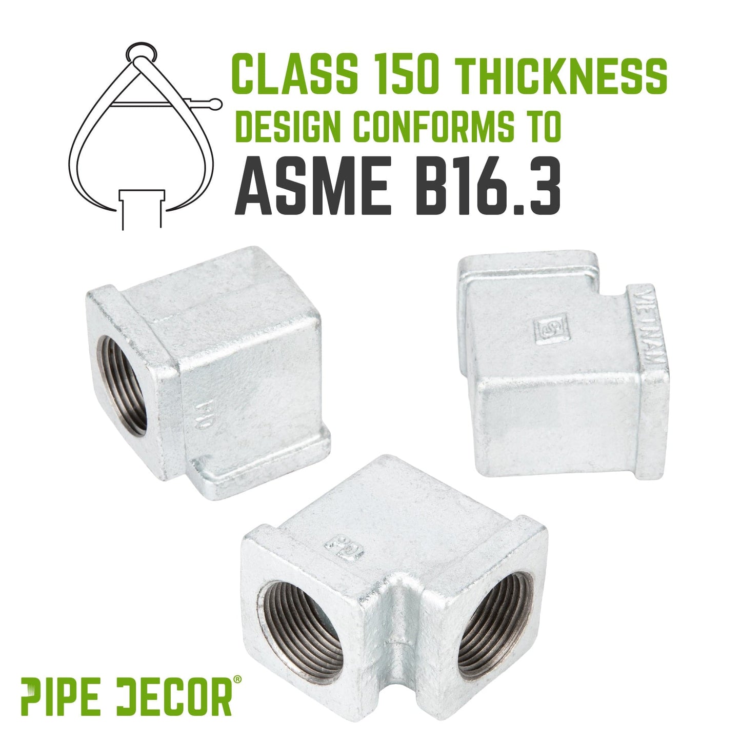3/4 in. Galvanized Square 90 Degree Elbow PIPE DECOR