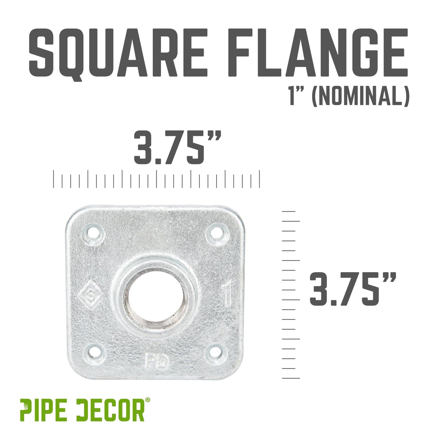 1 in. Galvanized Square Floor Flange PIPE DECOR