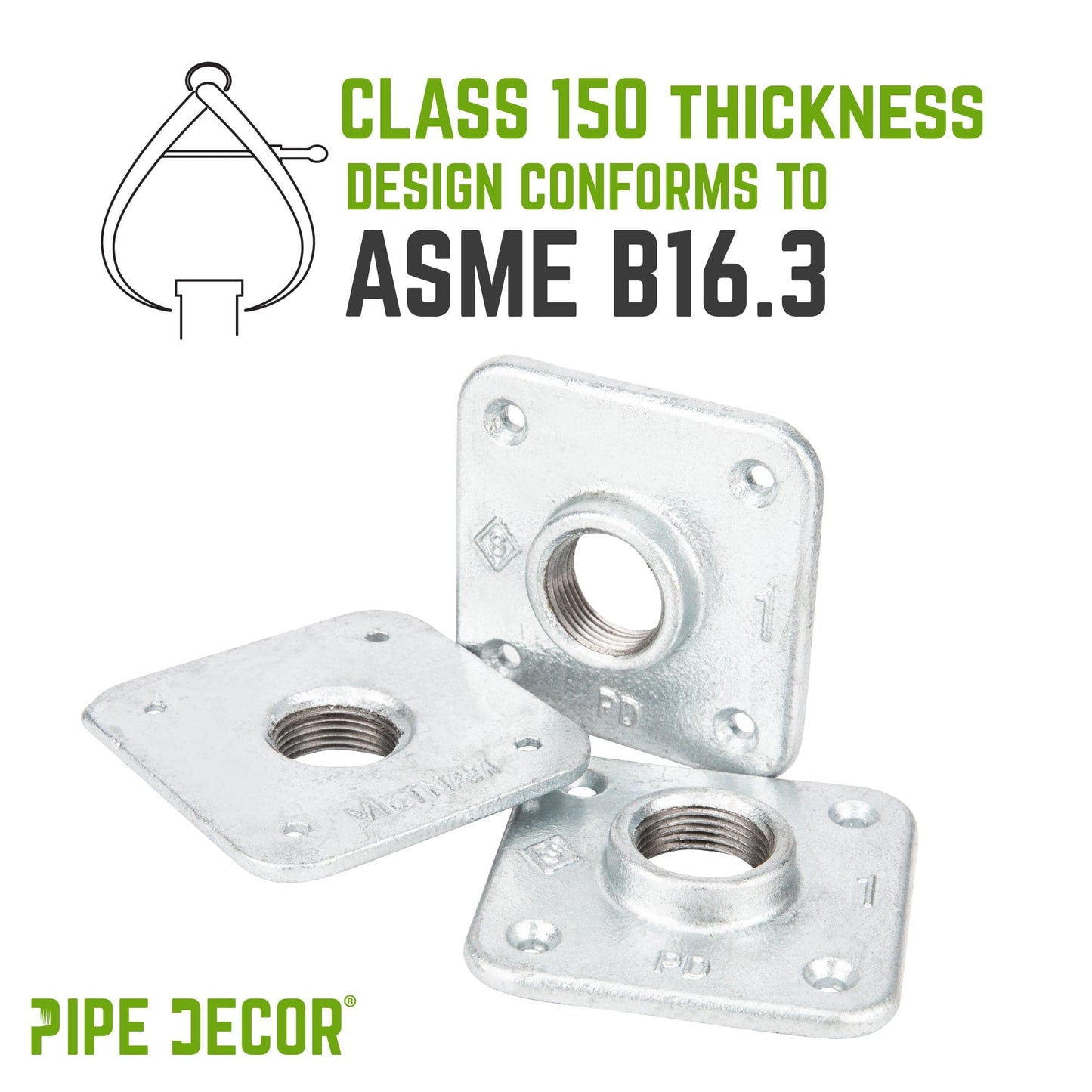 1 in. Galvanized Square Floor Flange PIPE DECOR