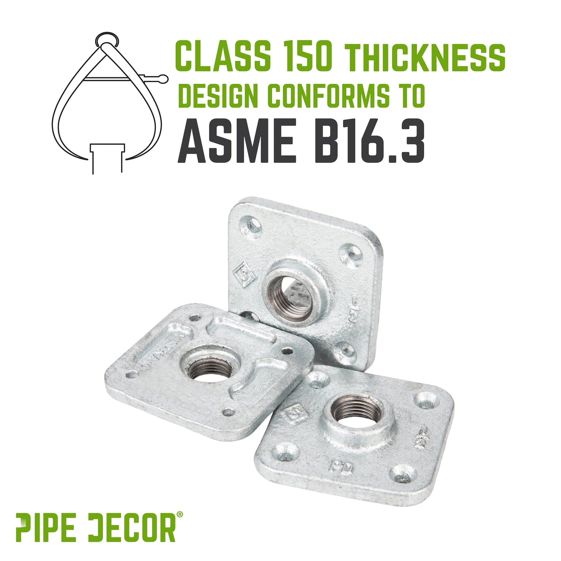 1/2 in. Galvanized Square Floor Flange PIPE DECOR