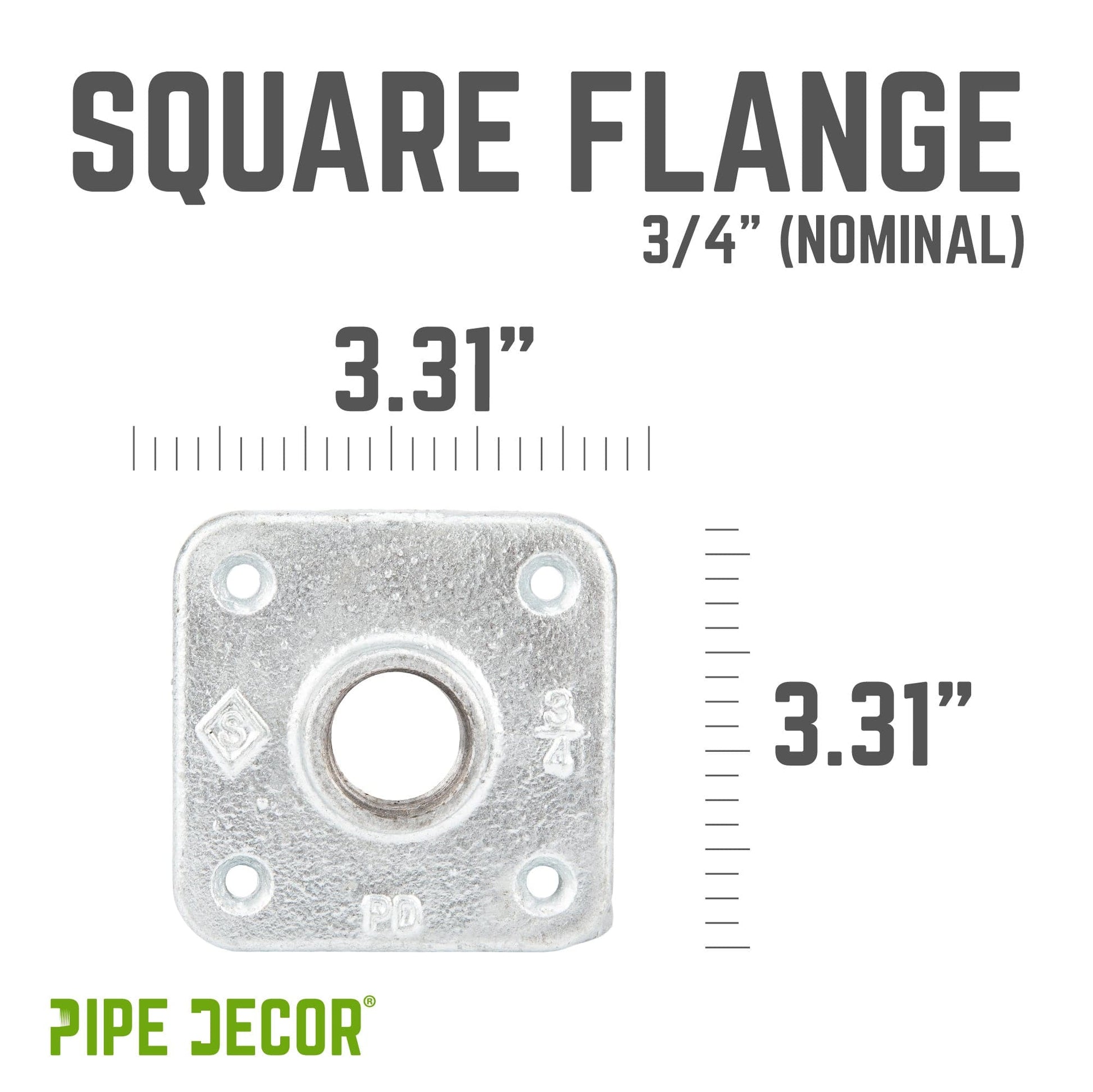 3/4 in. Galvanized Square Floor Flange PIPE DECOR