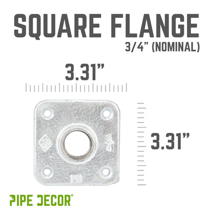 3/4 in. Galvanized Square Floor Flange PIPE DECOR