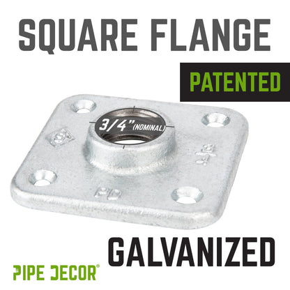 3/4 in. Galvanized Square Floor Flange PIPE DECOR