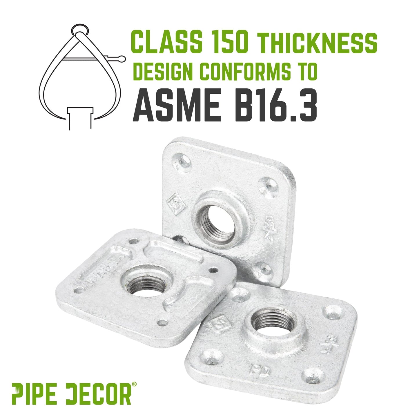 3/4 in. Galvanized Square Floor Flange PIPE DECOR