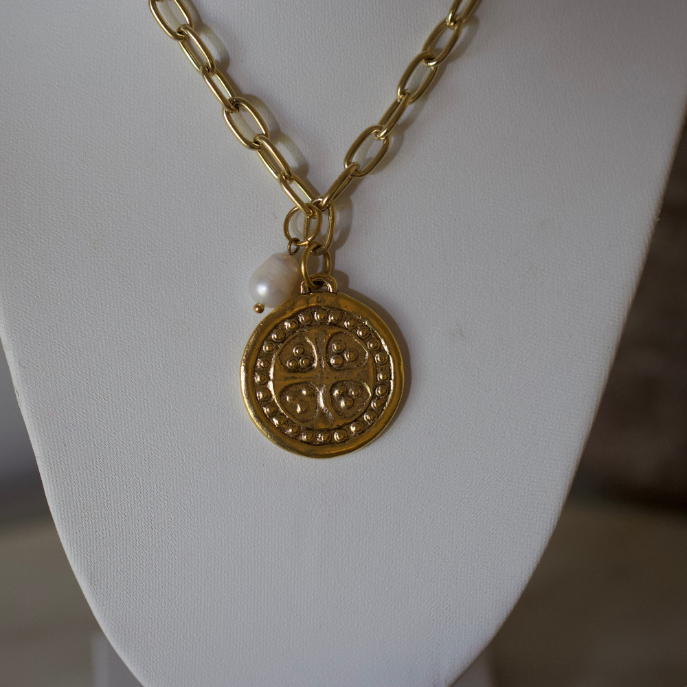 Nora Cross Coin Necklace Deep South Originals