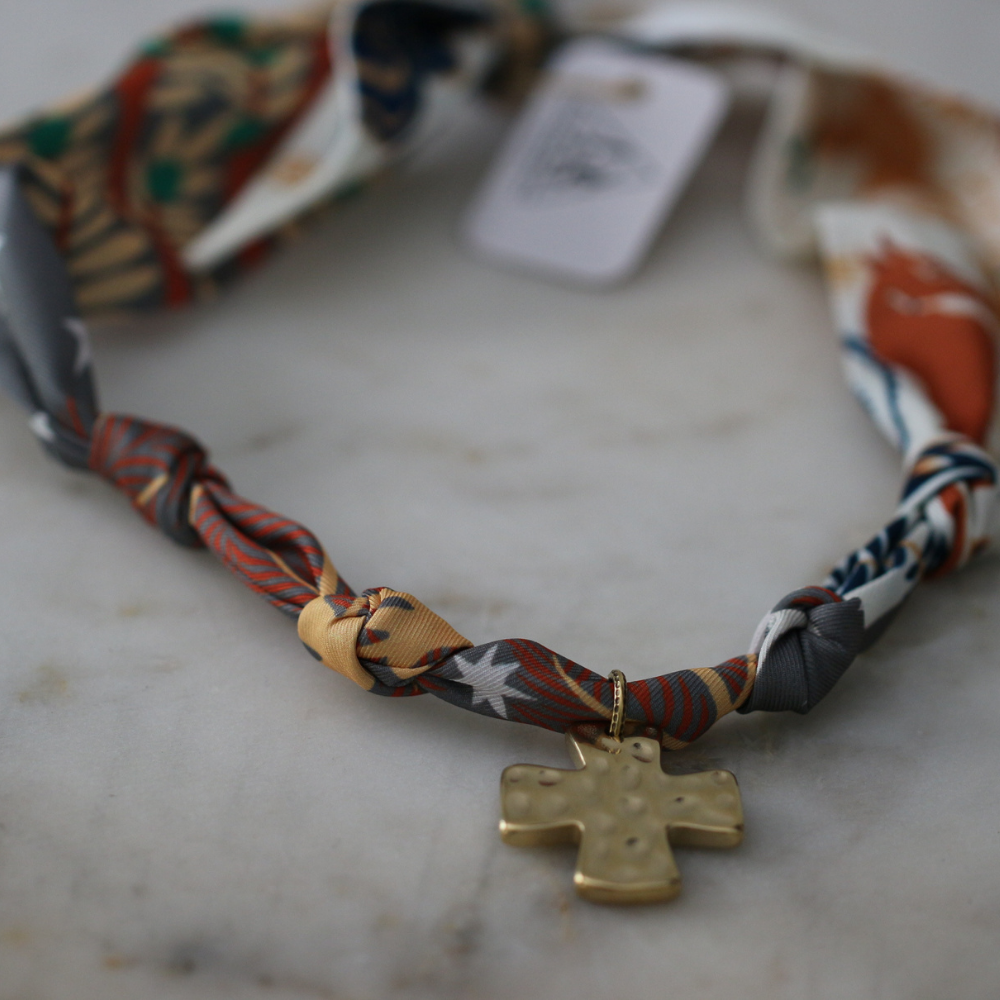 Mountain Morning Scarf Necklace - Stainless Steel Cross Deep South Originals