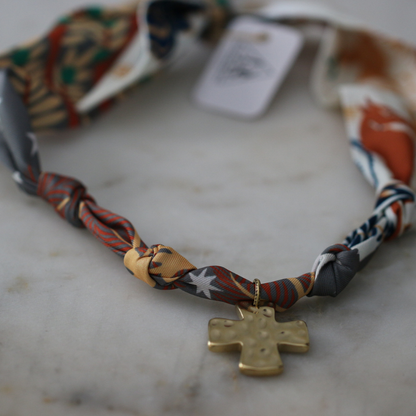 Mountain Morning Scarf Necklace - Stainless Steel Cross Deep South Originals