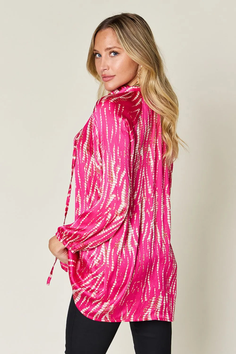 Double Take Full Size Printed Button Up Long Sleeve Shirt New Era Fashion LLc