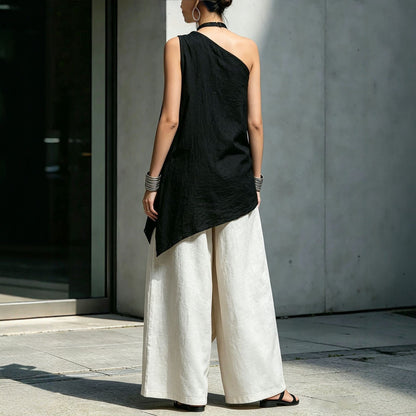 Women's One-Shoulder Asymmetric Sleeveless Top FitiqueFit