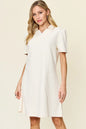 Double Take Full Size Texture Collared Neck Short Sleeve Dress West2East Surf