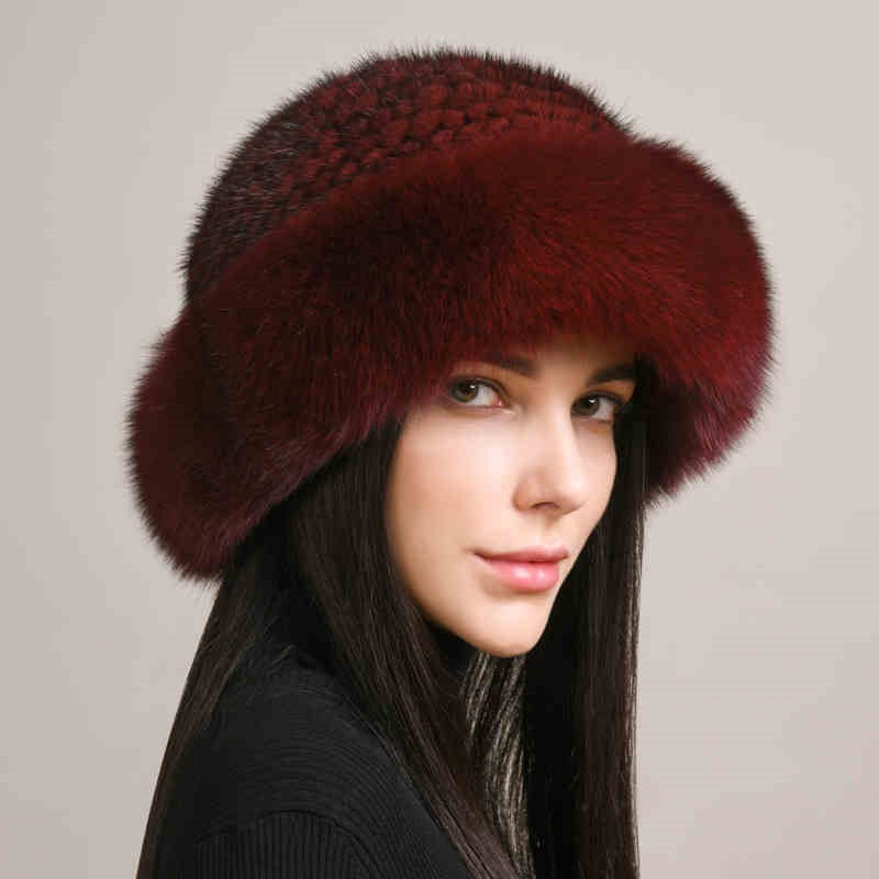 Women’s Mink Hair Winter Hat – Braided Fur Warm Elegant Beanie FitiqueFit