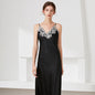 Imitated Silk Lace Sexy V-neck Long Slip Nightdress Pajamas Homewear Grayceful LLC