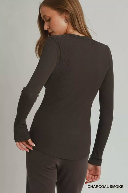 Umgee Brushed Rib Long Sleeve Top New Era Fashion LLc