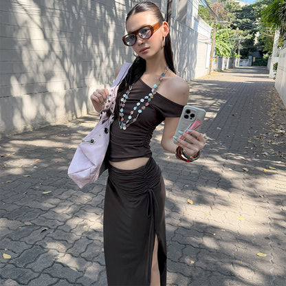 Women's Off-Shoulder Vest & Skirt Two-Piece Set FitiqueFit