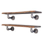 24” Boulder Black Live Edge Wood Shelf with L-Shaped Pipe Brackets (2-Pack) PIPE DECOR
