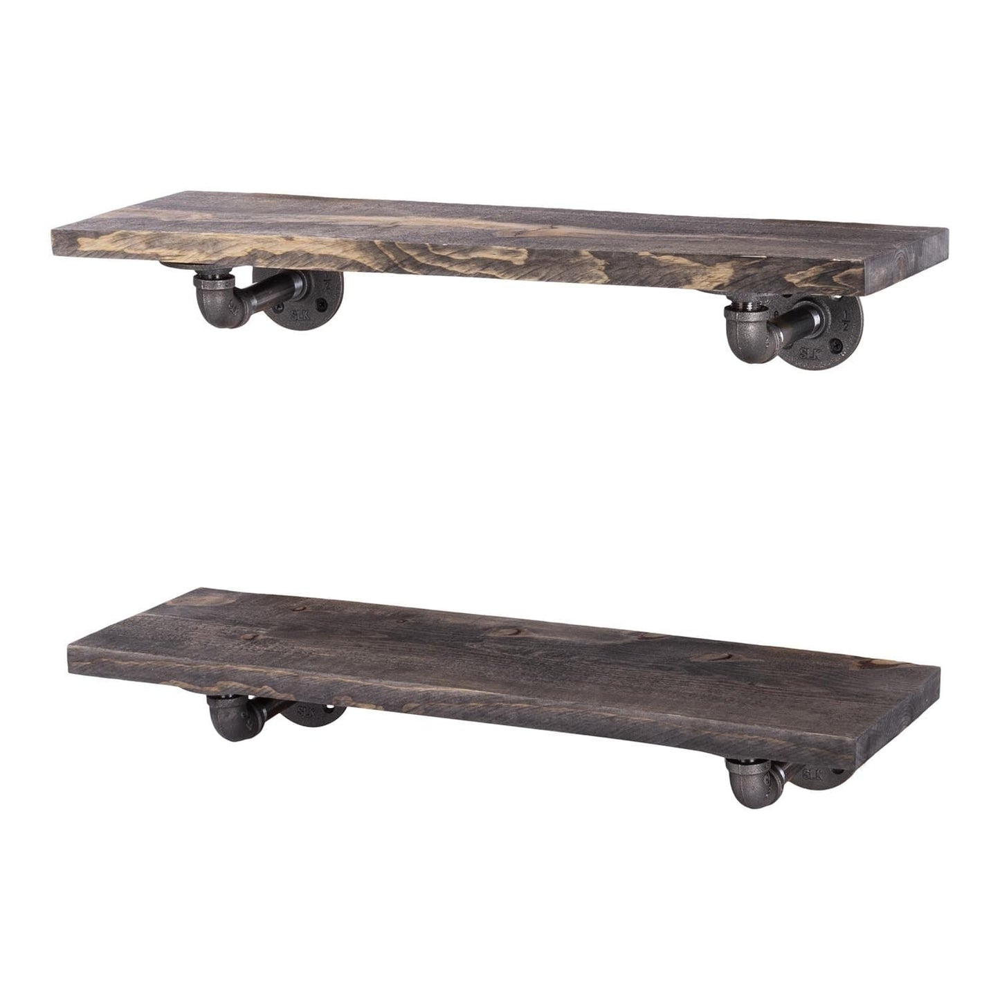 RESTORE Boulder Black 24 in. Shelves with L-Shaped Brackets PIPE DECOR