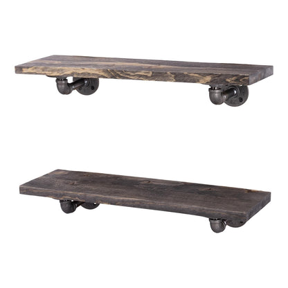 RESTORE Boulder Black 24 in. Shelves with L-Shaped Brackets PIPE DECOR
