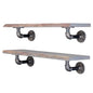 24” Riverstone Grey Live Edge Wood Shelf with L-Shaped Pipe Brackets (2-Pack) PIPE DECOR