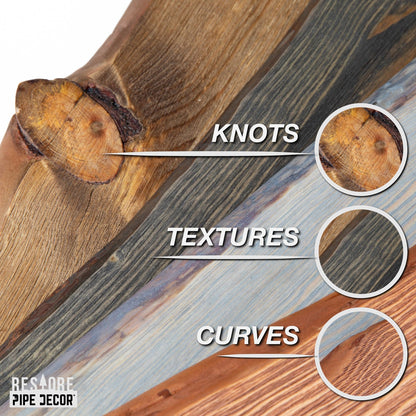 24” Riverstone Grey Live Edge Wood Shelf with L-Shaped Pipe Brackets (2-Pack) PIPE DECOR