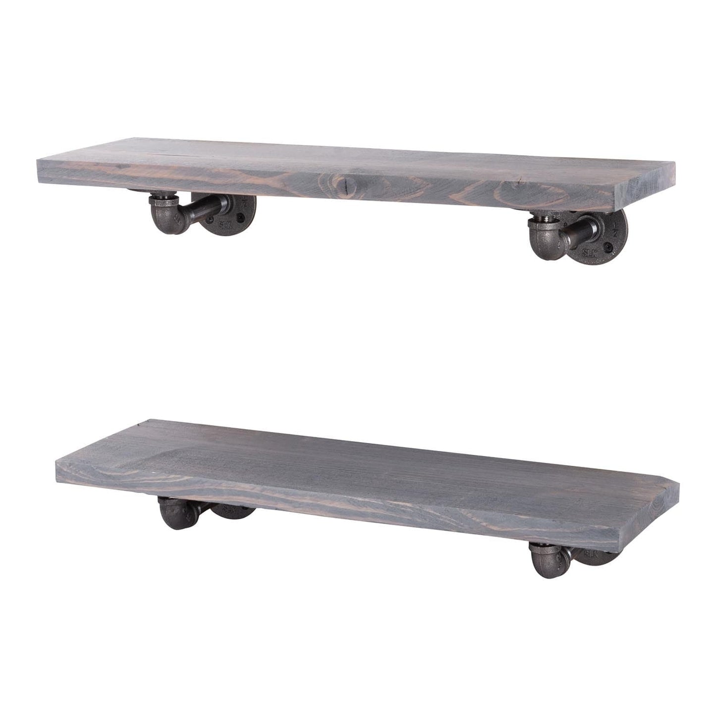 RESTORE Riverstone Grey 24 in. Shelves with L-Shaped Brackets PIPE DECOR