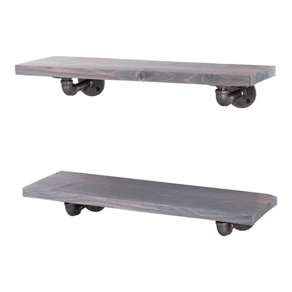 RESTORE Riverstone Grey 24 in. Shelves with L-Shaped Brackets PIPE DECOR