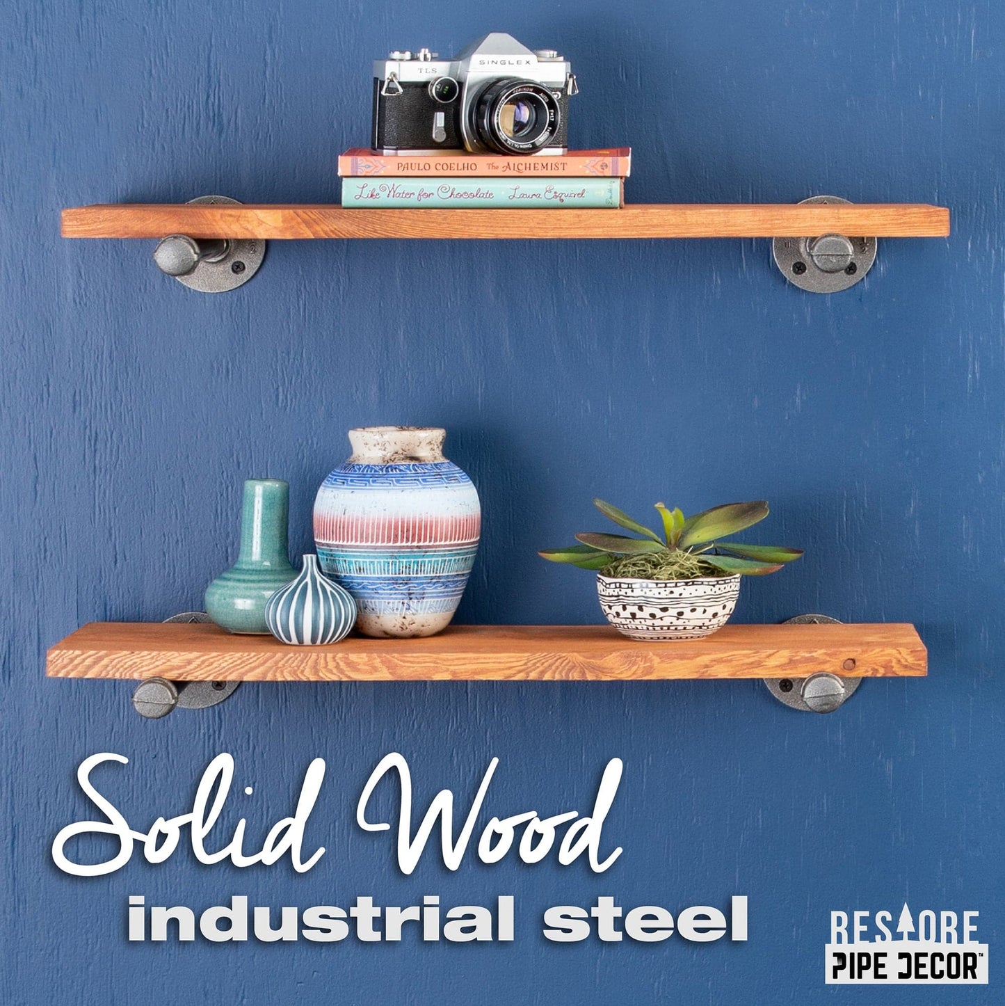 RESTORE Sunset Cedar 24 in. Shelves with Straight Brackets PIPE DECOR