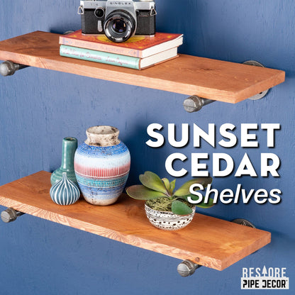 RESTORE Sunset Cedar 24 in. Shelves with Straight Brackets PIPE DECOR