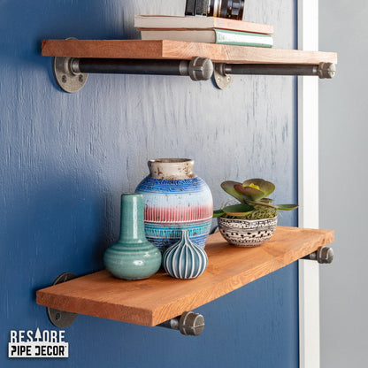 RESTORE Sunset Cedar 24 in. Shelves with Straight Brackets PIPE DECOR