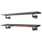 36” Boulder Black Live Edge Wood Shelf with L-Shaped Pipe Brackets (2-Pack) PIPE DECOR