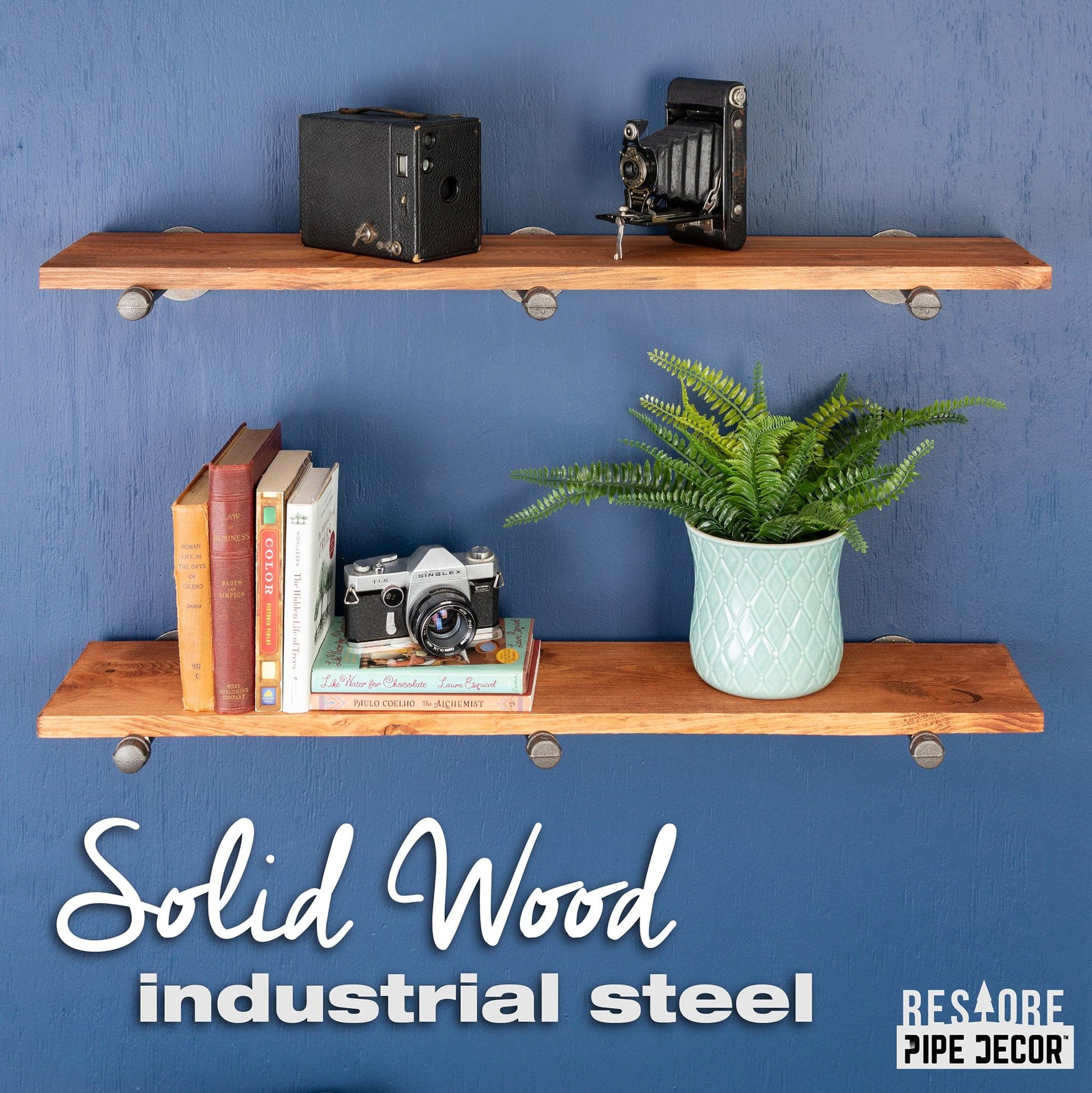 RESTORE Sunset Cedar 36 in. Shelves with Straight Brackets PIPE DECOR