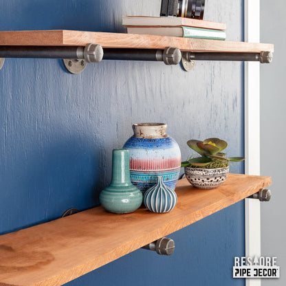 RESTORE Sunset Cedar 36 in. Shelves with Straight Brackets PIPE DECOR