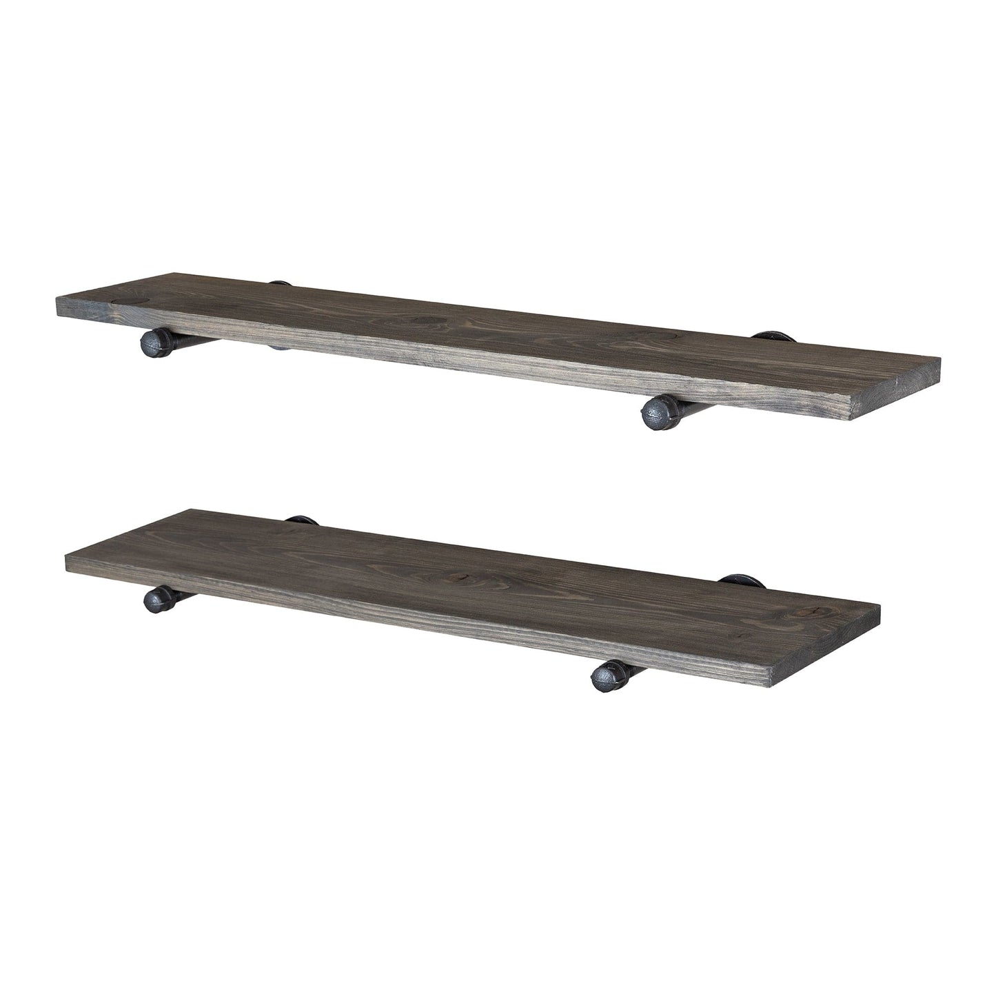 RESTORE Boulder Black 36 in. Shelves with Noir Pre-finished Straight Brackets PIPE DECOR