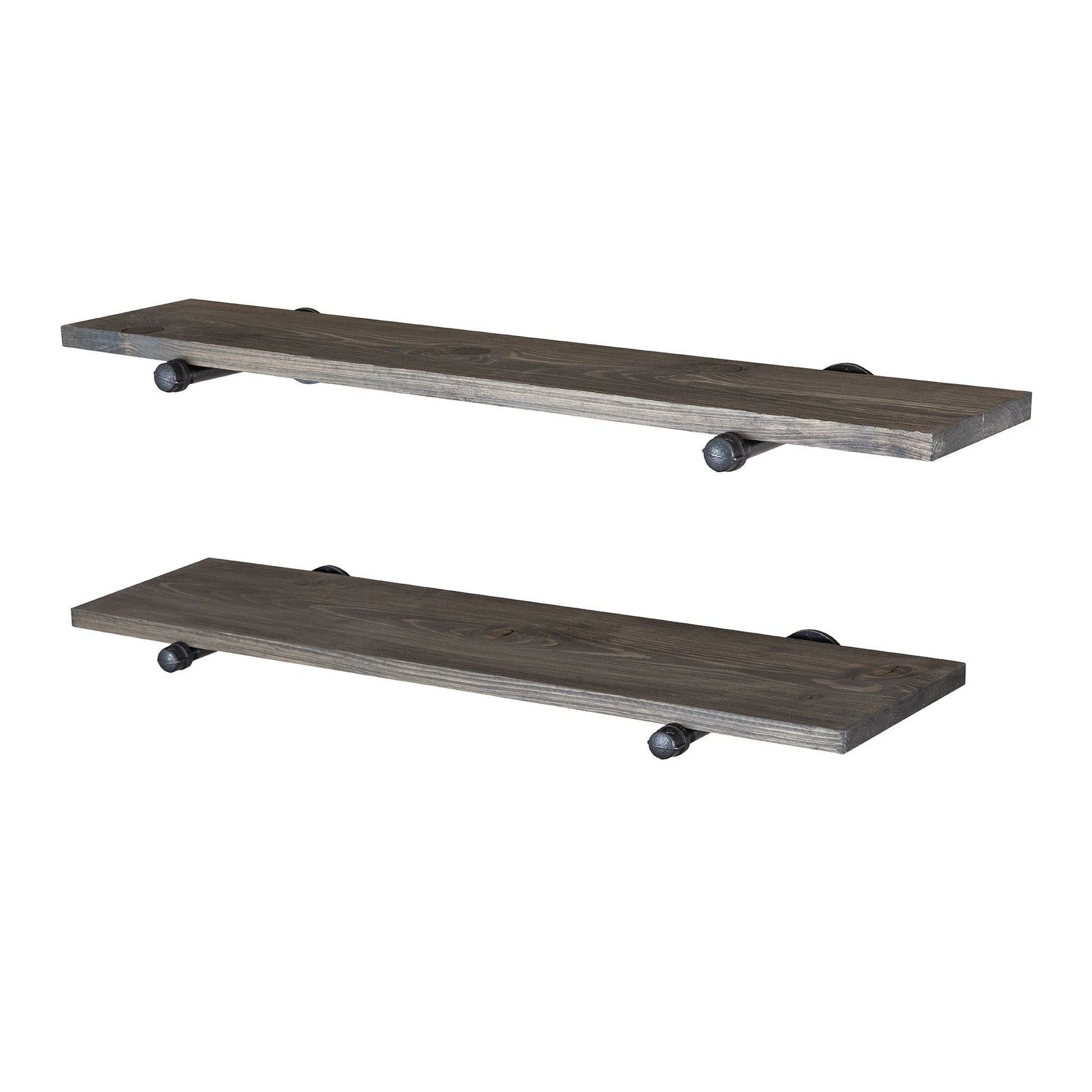 RESTORE Boulder Black 36 in. Shelves with Noir Pre-finished Straight Brackets PIPE DECOR