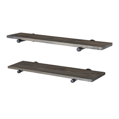 RESTORE Boulder Black 36 in. Shelves with Noir Pre-finished Straight Brackets PIPE DECOR