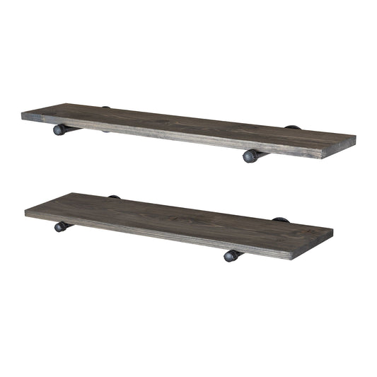 RESTORE Boulder Black 36 in. Shelves with Noir Pre-finished Straight Brackets PIPE DECOR