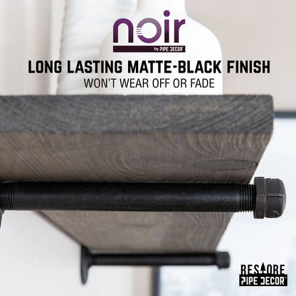 RESTORE Boulder Black 36 in. Shelves with Noir Pre-finished Straight Brackets PIPE DECOR
