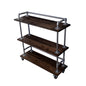 Three-tier Wood Shelf Industrial Bar Cart with Locking Wheels, Boulder Black PIPE DECOR