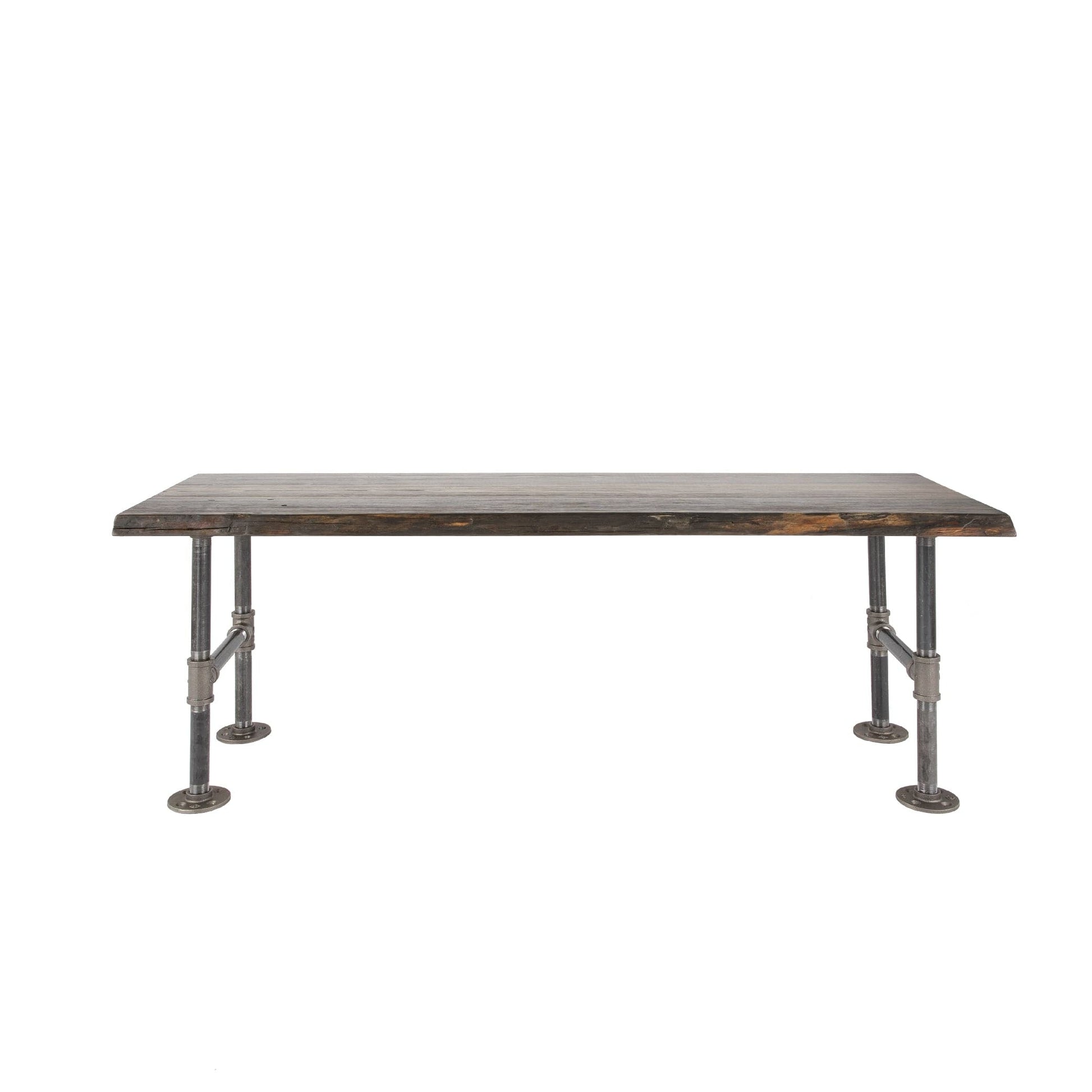 RESTORE Boulder Black Solid Live Edge Wood Accent Bench PIPE DECOR