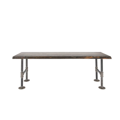 RESTORE Boulder Black Solid Live Edge Wood Accent Bench PIPE DECOR