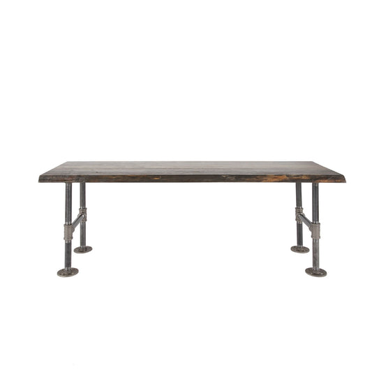 RESTORE Boulder Black Solid Live Edge Wood Accent Bench PIPE DECOR