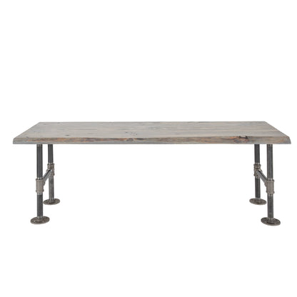 RESTORE Riverstone Grey Solid Live Edge Wood Accent Bench PIPE DECOR